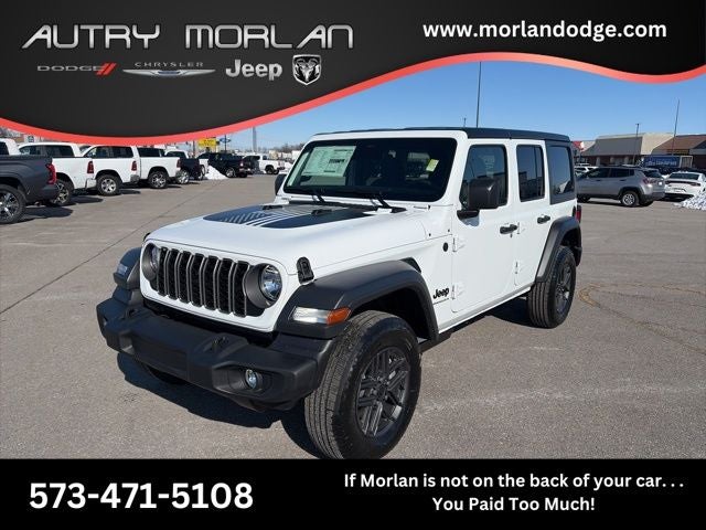 2026 Jeep Wrangler WRANGLER 4-DOOR SPORT S in Bright White Clear-Coat Exterior Paint — front three-quarter view