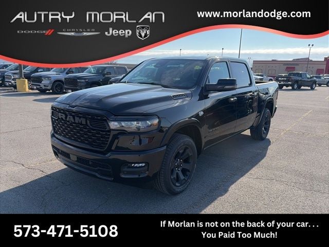 2026 RAM Ram 1500 RAM 1500 BIG HORN CREW CAB 4X4 5'7' BOX in Diamond Black Crystal Pearl-Coat Exterior Paint — front three-quarter view