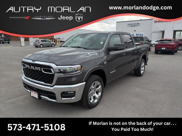 2026 RAM Ram 1500 RAM 1500 BIG HORN CREW CAB 4X4 5'7' BOX in Granite Crystal Metallic Clear-Coat Exterior Paint — front three-quarter view