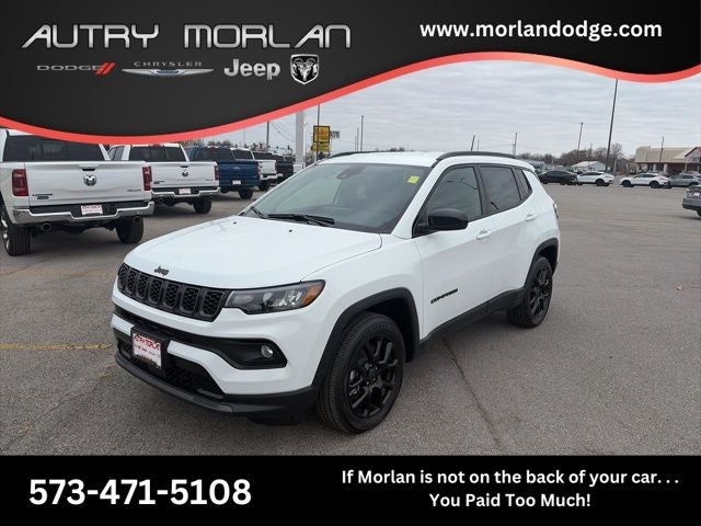 2026 Jeep Compass COMPASS LATITUDE ALTITUDE 4X4 in Bright White Clear-Coat Exterior Paint — front three-quarter view