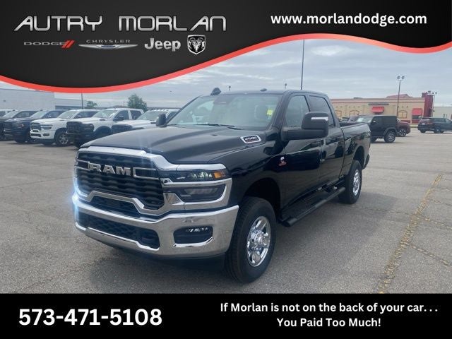 2025 RAM Ram 2500 RAM 2500 TRADESMAN CREW CAB 4X4 6'4' BOX in Diamond Black Crystal Pearl-Coat Exterior Paint — front three-quarter view