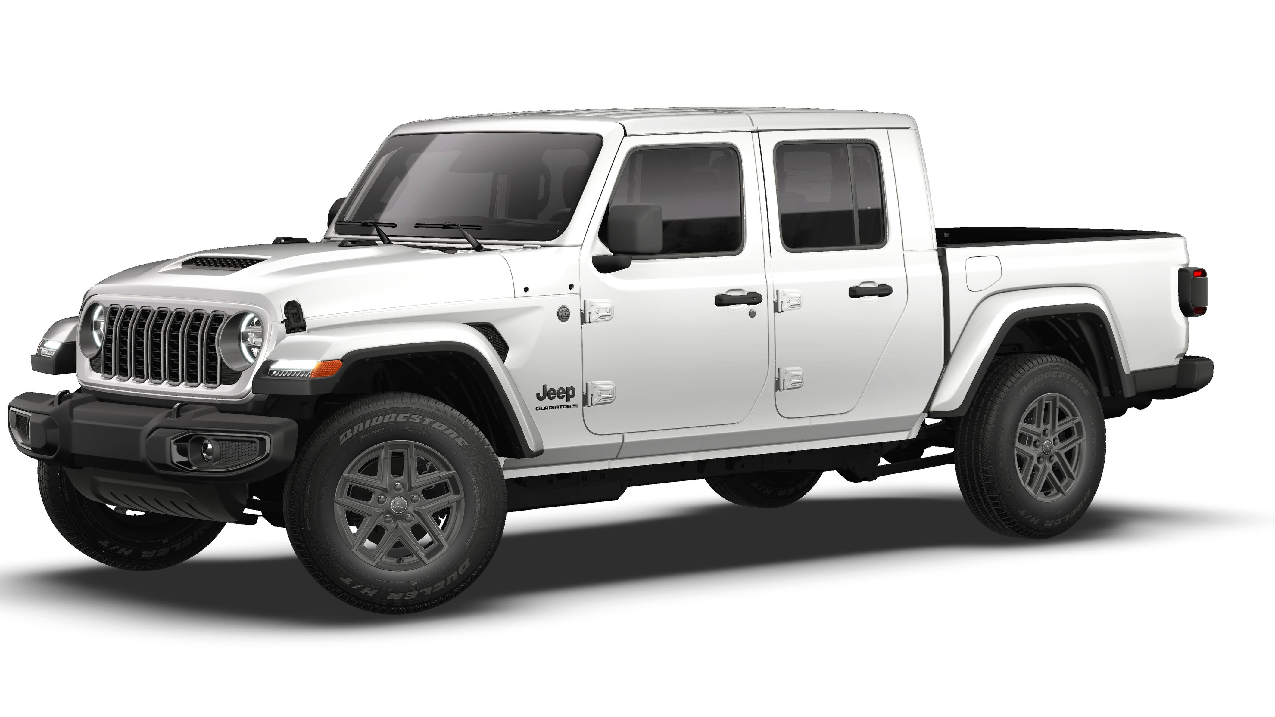2026 Jeep Gladiator GLADIATOR SPORT S 4X4 in Bright White Clear-Coat Exterior Paint — front three-quarter view